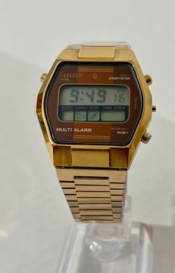 Citizen Multi Alarm Quartz Digital Gold Tone Bracelet Watch