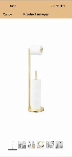Toilet Paper Holder Stand, Bathroom Free Standing with Storage, Gold Rustproof Toilet Paper Roll Holder for 4 Rolls,with Non-Slip Stable Base,Bathroom