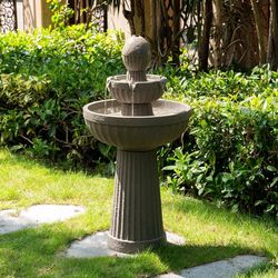 37.80” H Outdoor Water Fountain Made with Eco-Friendly Recyclable Materials, Polyethylene Cascading Waterfall Water Fountain Outdoor, Garden Decor wit