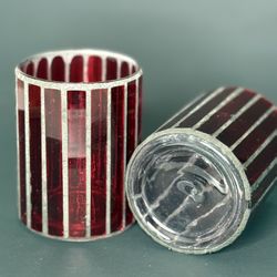 2 Vintage Red Stained glass & led over glass