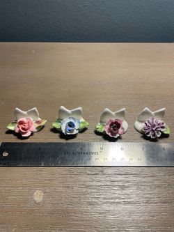 Vintage Coalport Bone China Floral Place Card Holders Set of 4 England