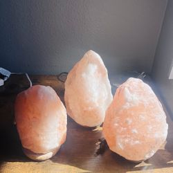 3 Himalayan Pink Salt Lamps – $10 FOR ALL 3 – Two Working, One Needs Bulb  📍 Pickup: South Durango & 215 — near IKEA 💵 $10 FIRM FOR ALL THREE  Selli