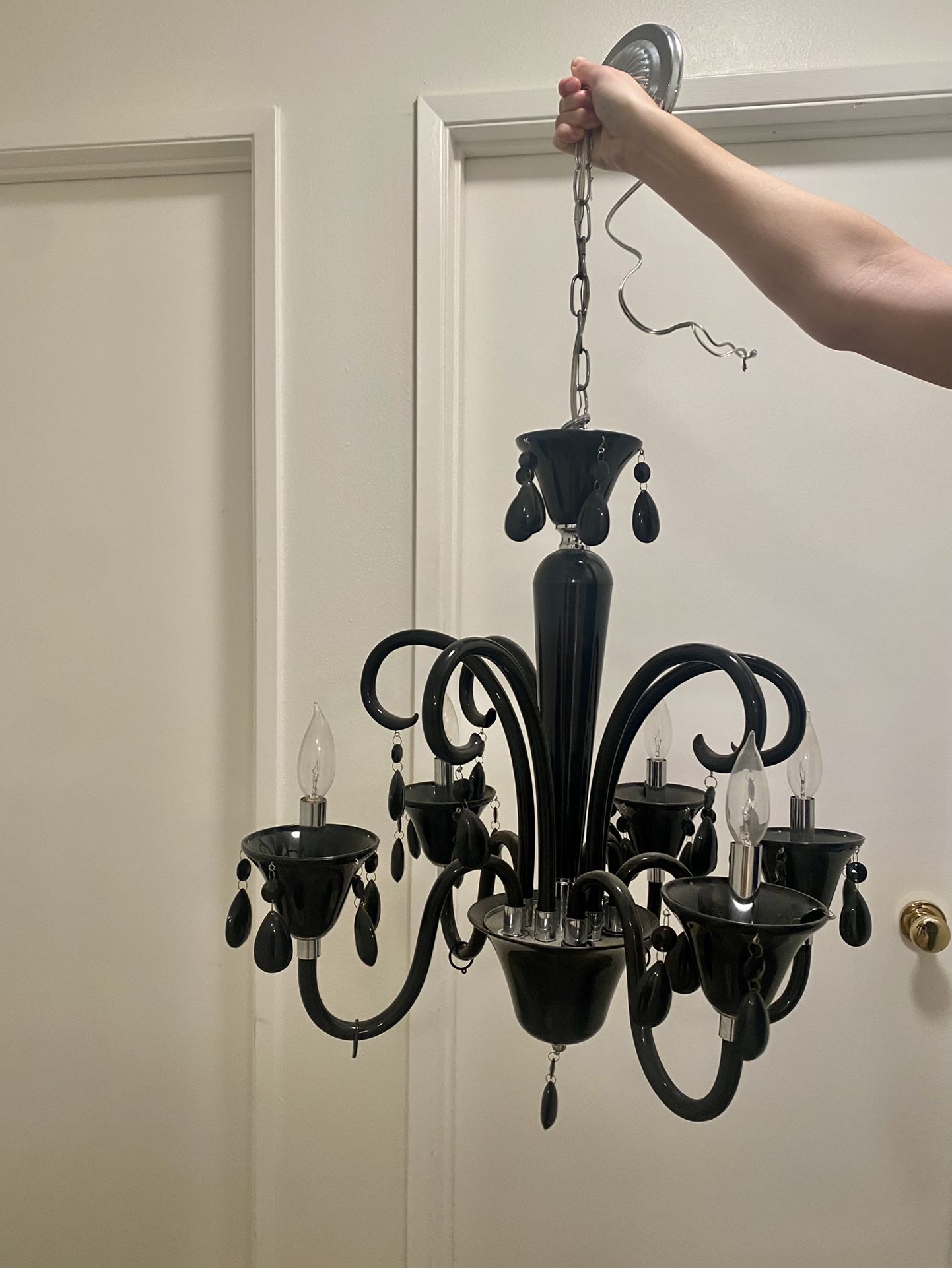 5-Light Candle Style Black Chandelier 