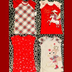 Girls Fleece Holiday Short Sleeve Nightgown Size 7/8, 10/12,14/16,18