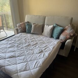 Ashley Beige Sleeper Sofa With Free Pillows And Extra Mattress Pad- $175  OBO