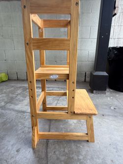 Real wood toddler stool with safety back strip