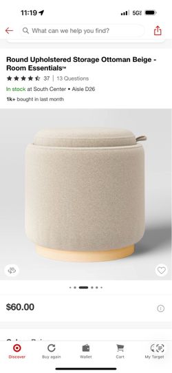 Round Upholstered Storage Ottoman Beige - Room Essentials™