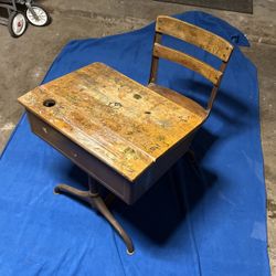 Vintage School Desk With Swivel Chair