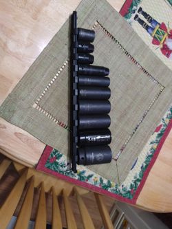 1/2" 10 PCs. Six point Deep Impact Socket With Holder by Gearwrench,Ingresol,SP,