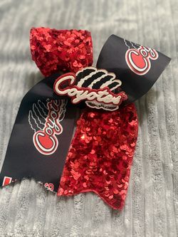 Coyotes Cheer Hair Bow Red Sequin