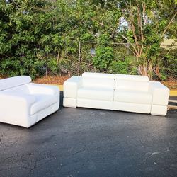 White Couch Set Double Recliner Delivery Available 