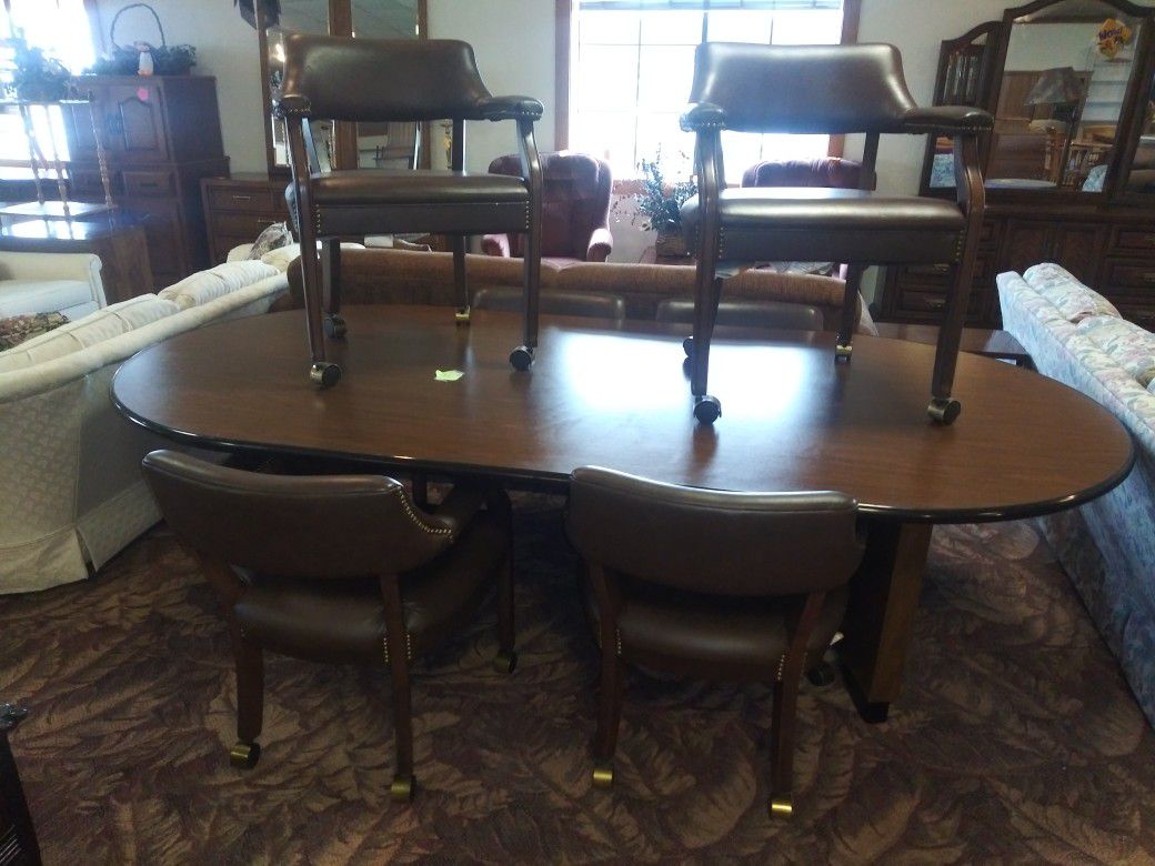 Conference Table with 6 Rolling Chairs