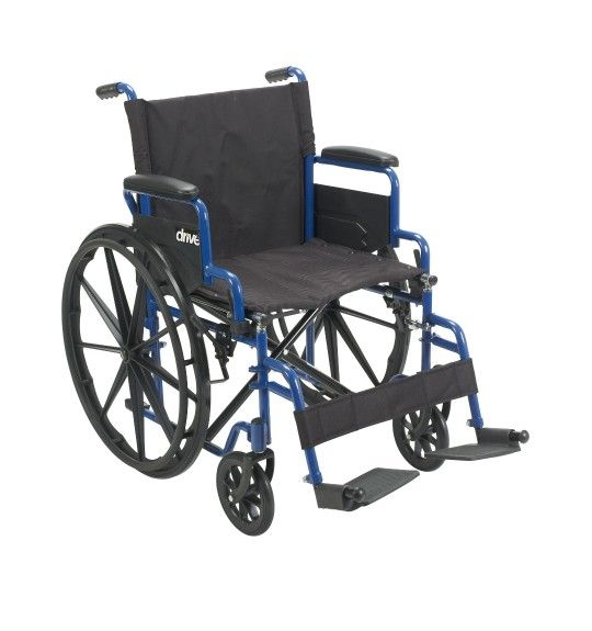Drive Medical Blue Streak Wheelchair with Flip Back Desk Arms, Swing Away Footrests, 20" Seat