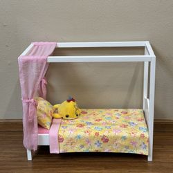 Doll Bed with Handmade Bedding -Fits American Girl & OurGeneration Dolls