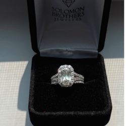 GIA 1.52ct Cushion Halo Ring & Curved Platinum Pave Band – Stunning Bridal Set