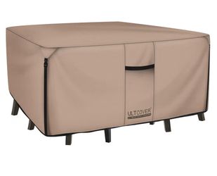 ULTCOVER Square Patio Heavy Duty Table Cover - 600D Tough Canvas Waterproof Outdoor Dining Table and Chairs General Purpose Furniture Cover Size 86 in