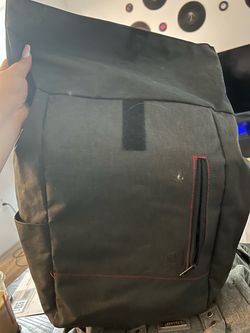 Black Backpack with Red Accent Stitching