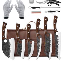Brand New Knife Set With Leather Bag