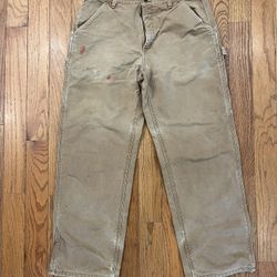 Carhartt Carpenter Pants Dungaree Fit B111 BRN Lined Canvas 33x30 Vintage