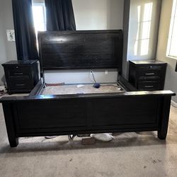 Bed Frame Set Wood Dark Brown 