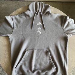 Adidas Hoodie Mens M Gray Real Madrid Spellout Football Club Pullover Soccer