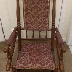 Antique Victorian Era Spindle Platform Spring Carpet Rocking Chair