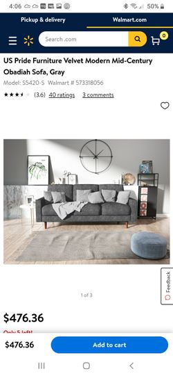 New assembled modern sofa velvet gray see pictures for dimensions
