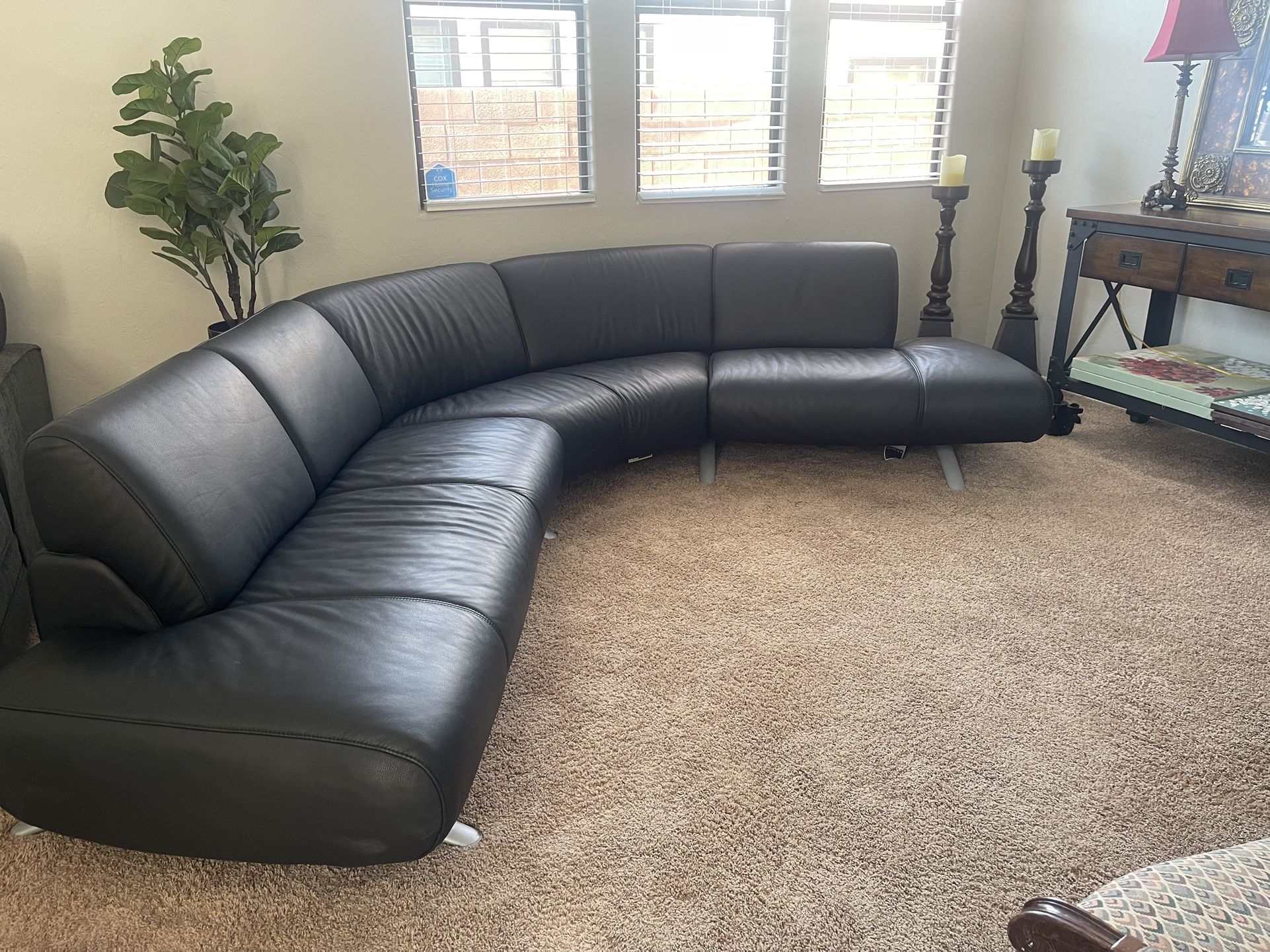W. Schillig from Copenhagen Leather Curved Sectional Sofa