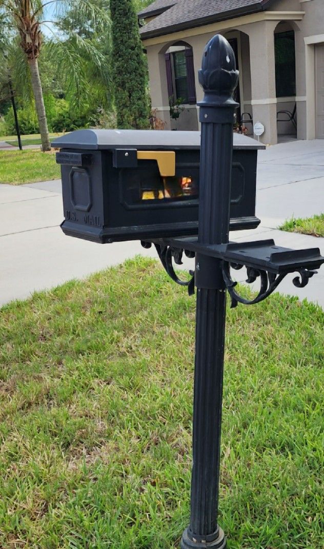 Metal Architectural Double Mailbox On Post