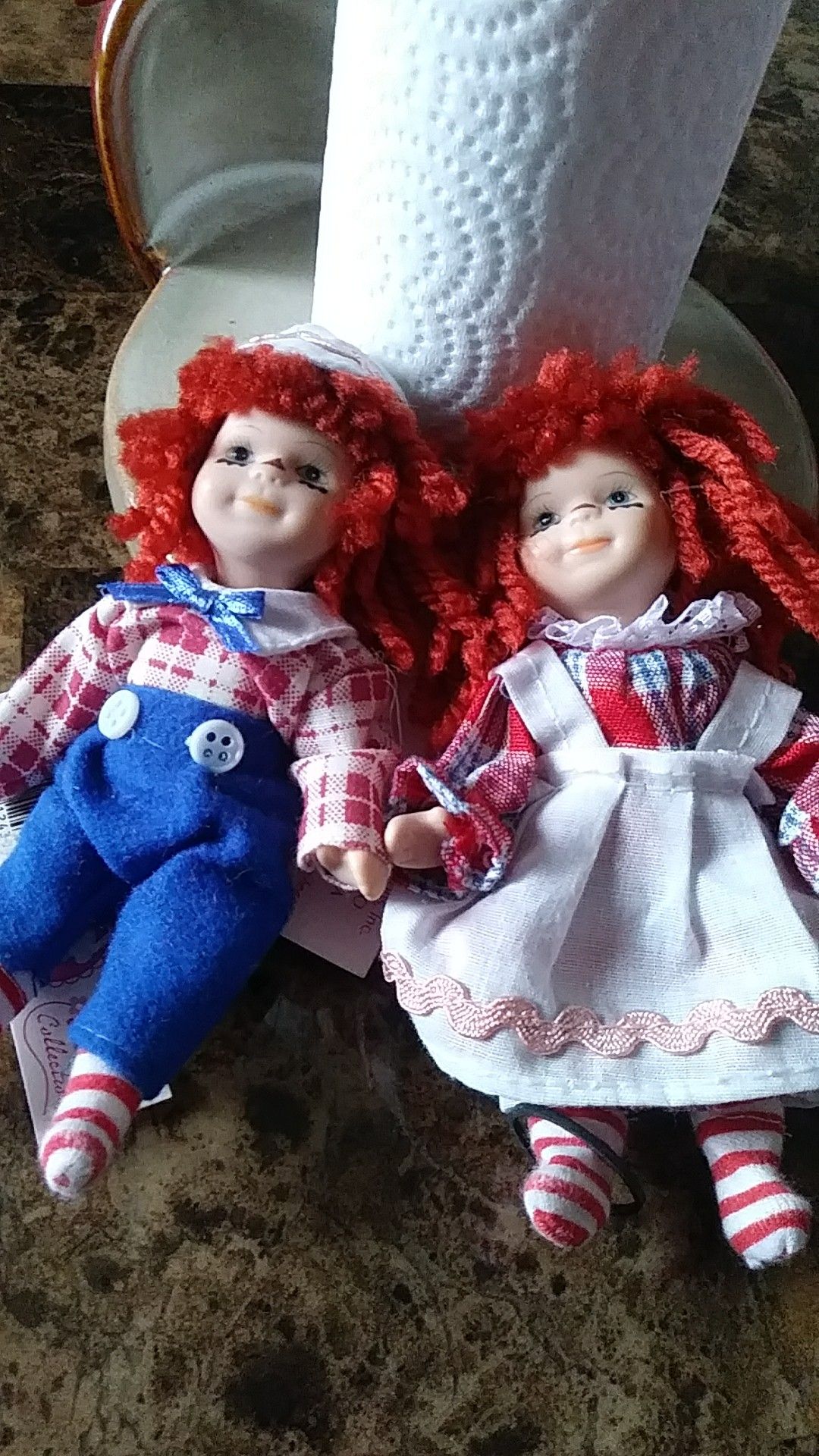 Porcelain Raggedy Andy and Raggedy Ann