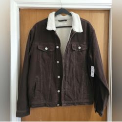Men's Pacsun Corduroy Sherpa Brown Jacket XL New