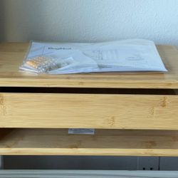 Bamboo Floating Nightstand with Drawer & Shelf, Wall-Mounted Bedside Table, Fully Assembled