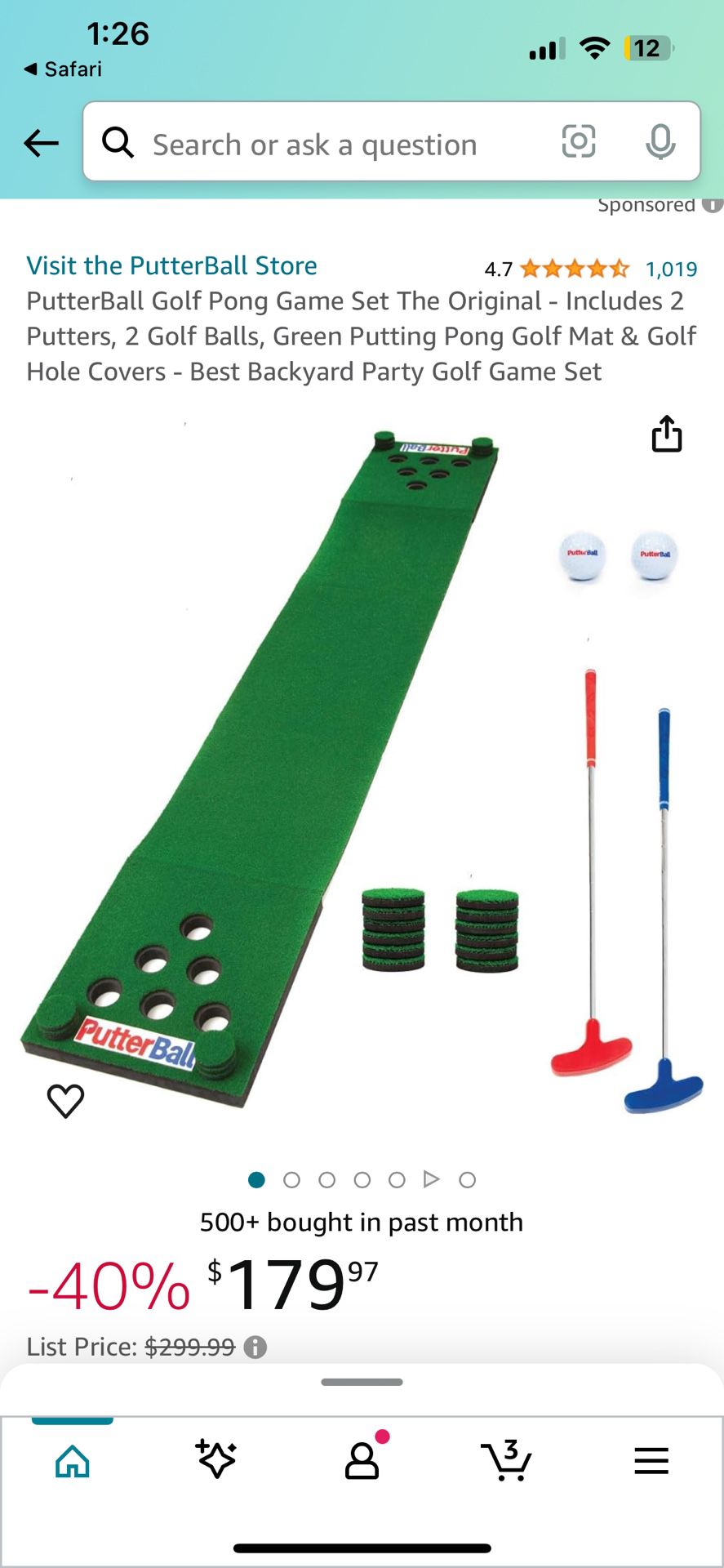 New PutterBall Golf Pong Game Set