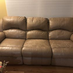 Leather Couch With 2 Recliners