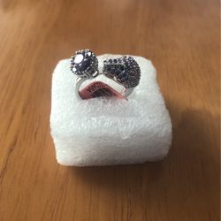 Simulated Purple And Black Diamond Leopard Ring