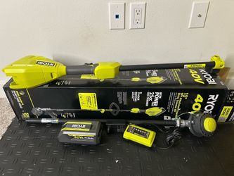 RYOBI 40V 15 in. Expand-It Cordless Battery Attachment Capable String Trimmer with 4.0 Ah Battery and Charger
