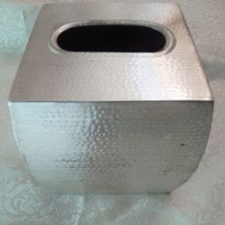 Hammered Silver Tissue Box