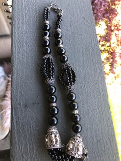 Sterling silver and black onyx necklace