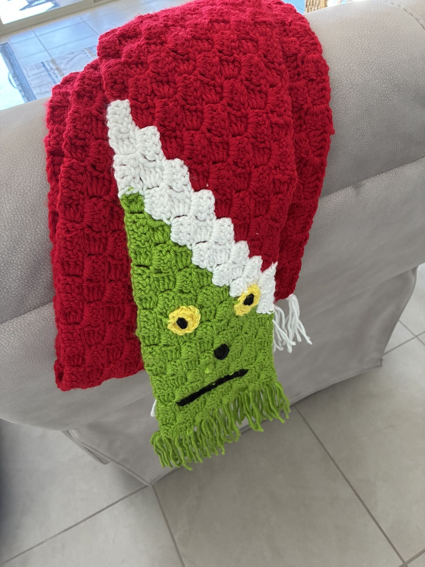 Christmas Handmade Grinch Scarf