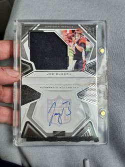 Joe Burrow rookie auto patch card numbered to