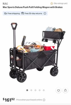 Mac Sports Deluxe Push Pull Folding Wagon with Brakes