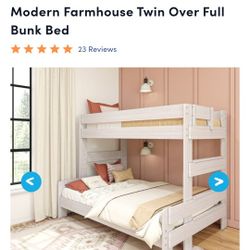 Max & Lily Bunk Bed, Twin-Over-Full Bed Frame For Kids, Solid Wood Bunk Bed for Kids, No Box Spring Needed, White Wash