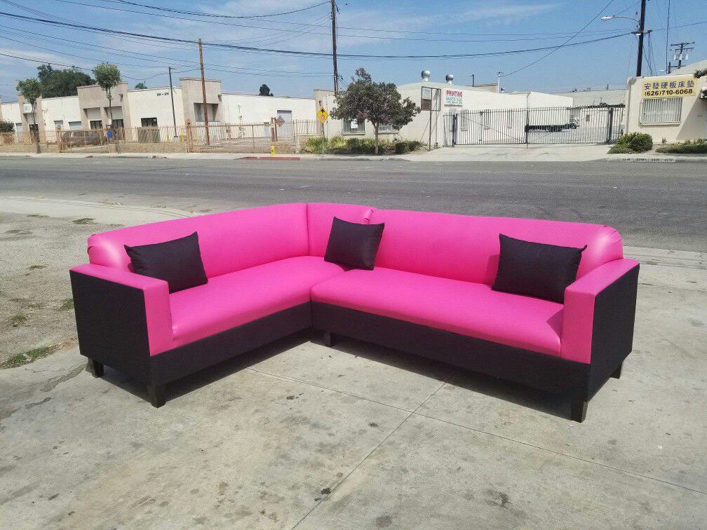 NEW 7X9FT PINK LEATHER COMBO SECTIONAL COUCHES