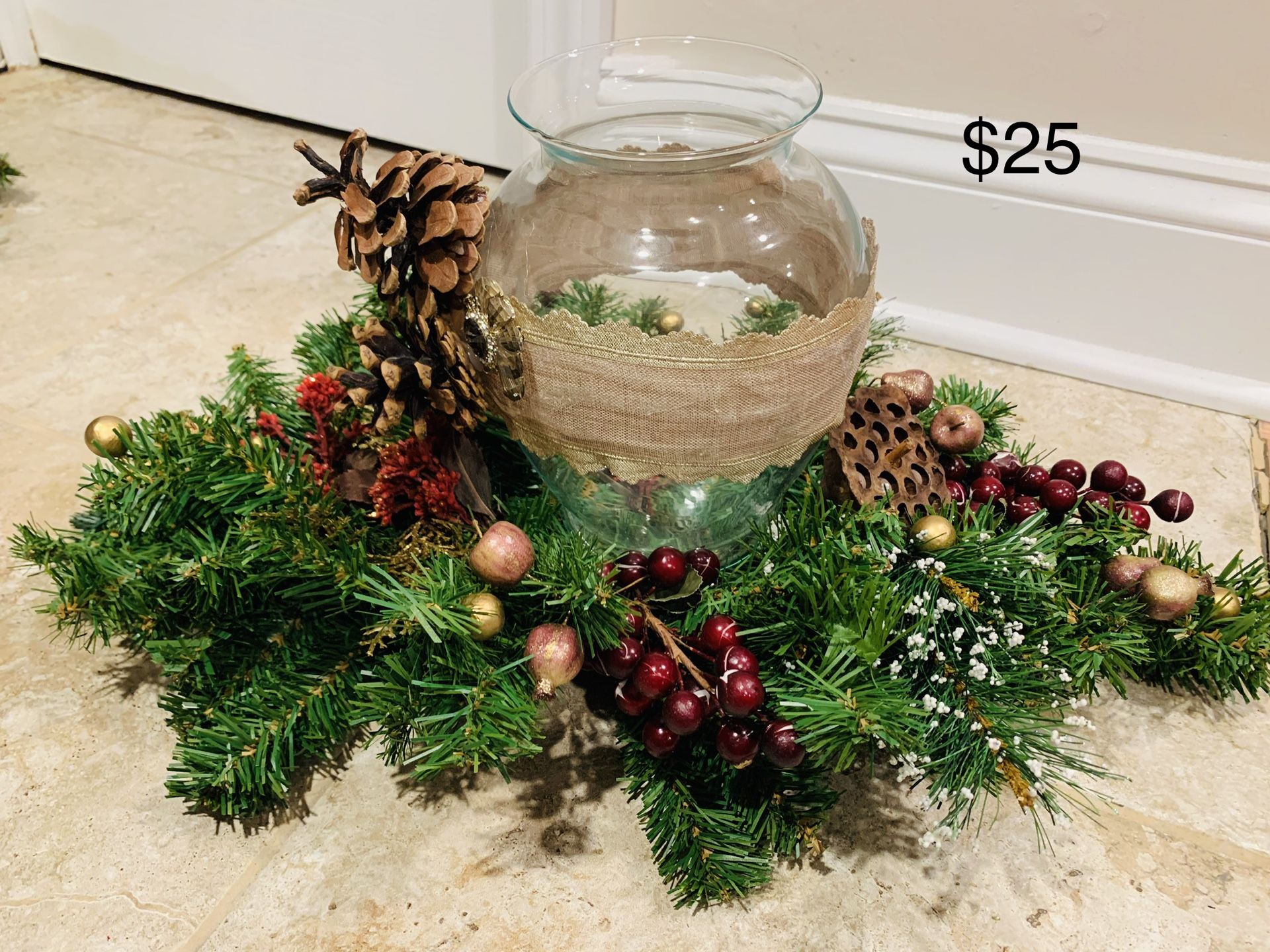 Beautiful Christmas centerpiece with vase