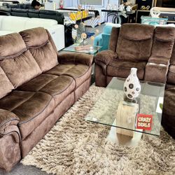 MLK Day😊Beautiful Two Piece Chocolate Reclining Sofa+Love Seat✅Available Limited Time $999