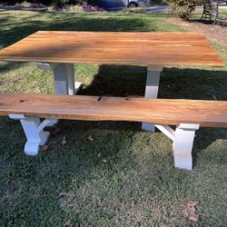 Beautiful Large Oak Farmhouse Table And Bench