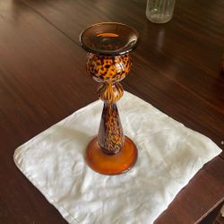 Blown Leopard Tortoise Glass Candle Holder