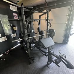 Vesta Fitness Smith Machine 1001 w/Bench Attachment | 230lb Bumpers Olympic Weights | 7ft Olympic Bar | Gym Equipment | FREE DELIVERY/INSTALL🚚 