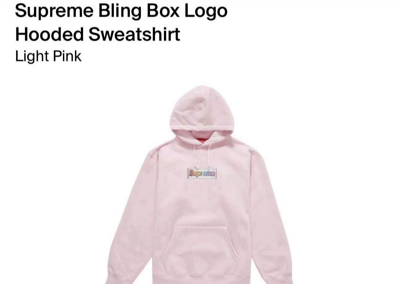 Supreme Bling Box Logo Hooded Sweatshirt Pink Size small Brand
