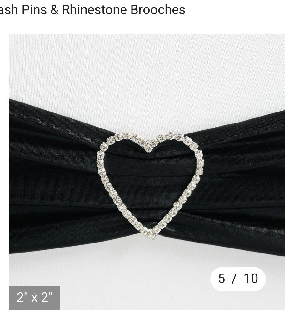 2”x 2” Silver Rhinestone Heart Chair Pins